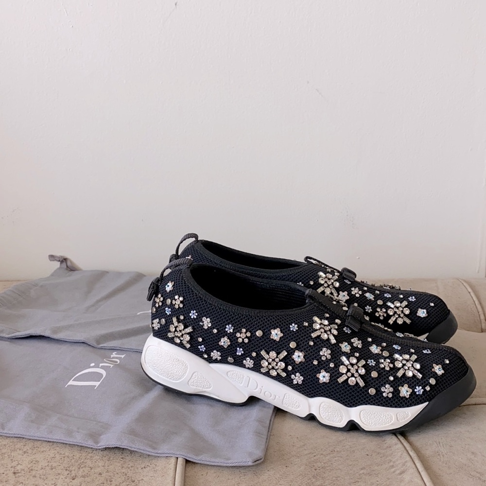 DIOR FUSION SNEAKER BLACK WITH CRYSTAL EMBROIDERY